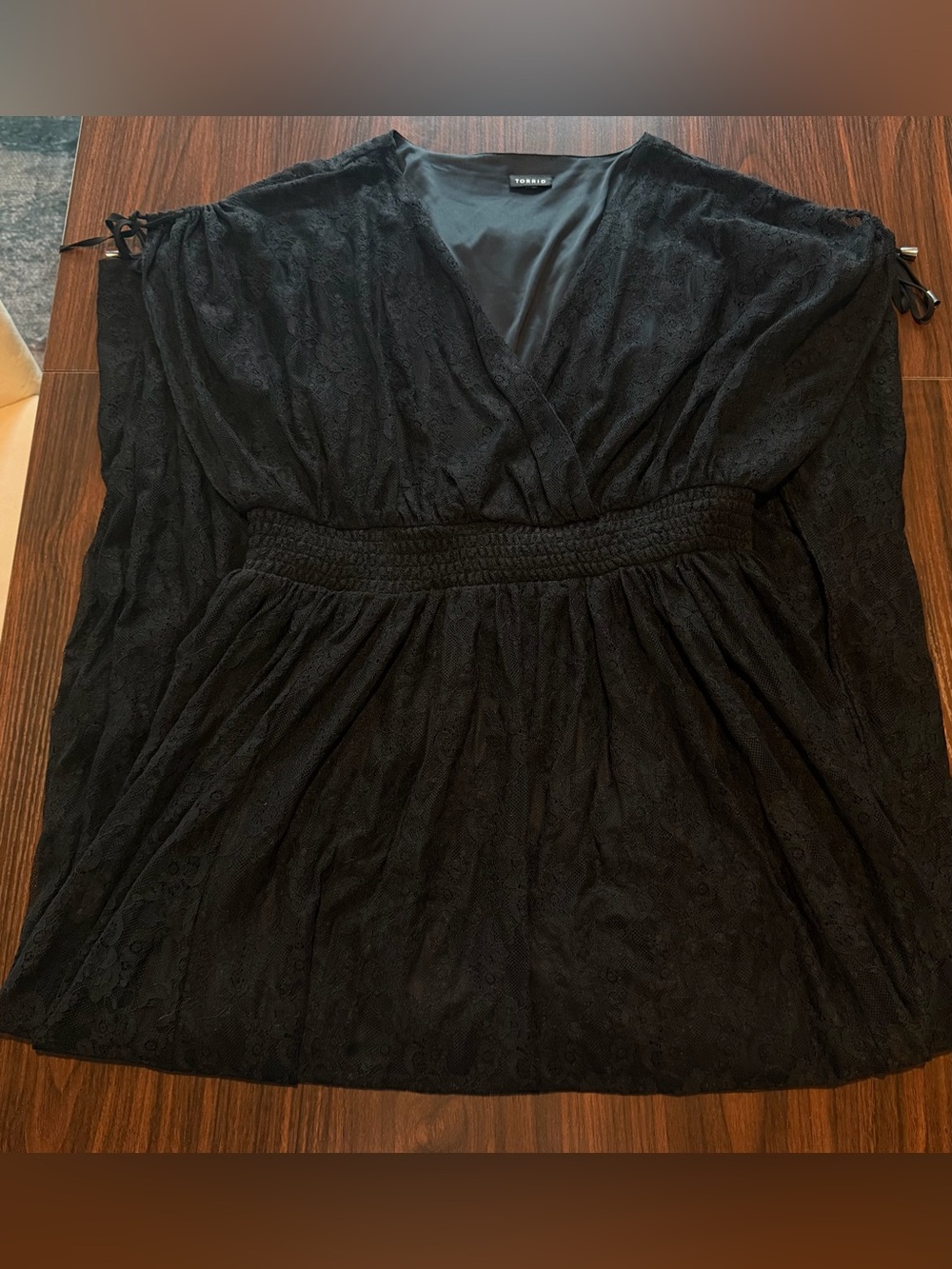 2XL TORRID Black Lace V-Neck Smocked Waist Dress
